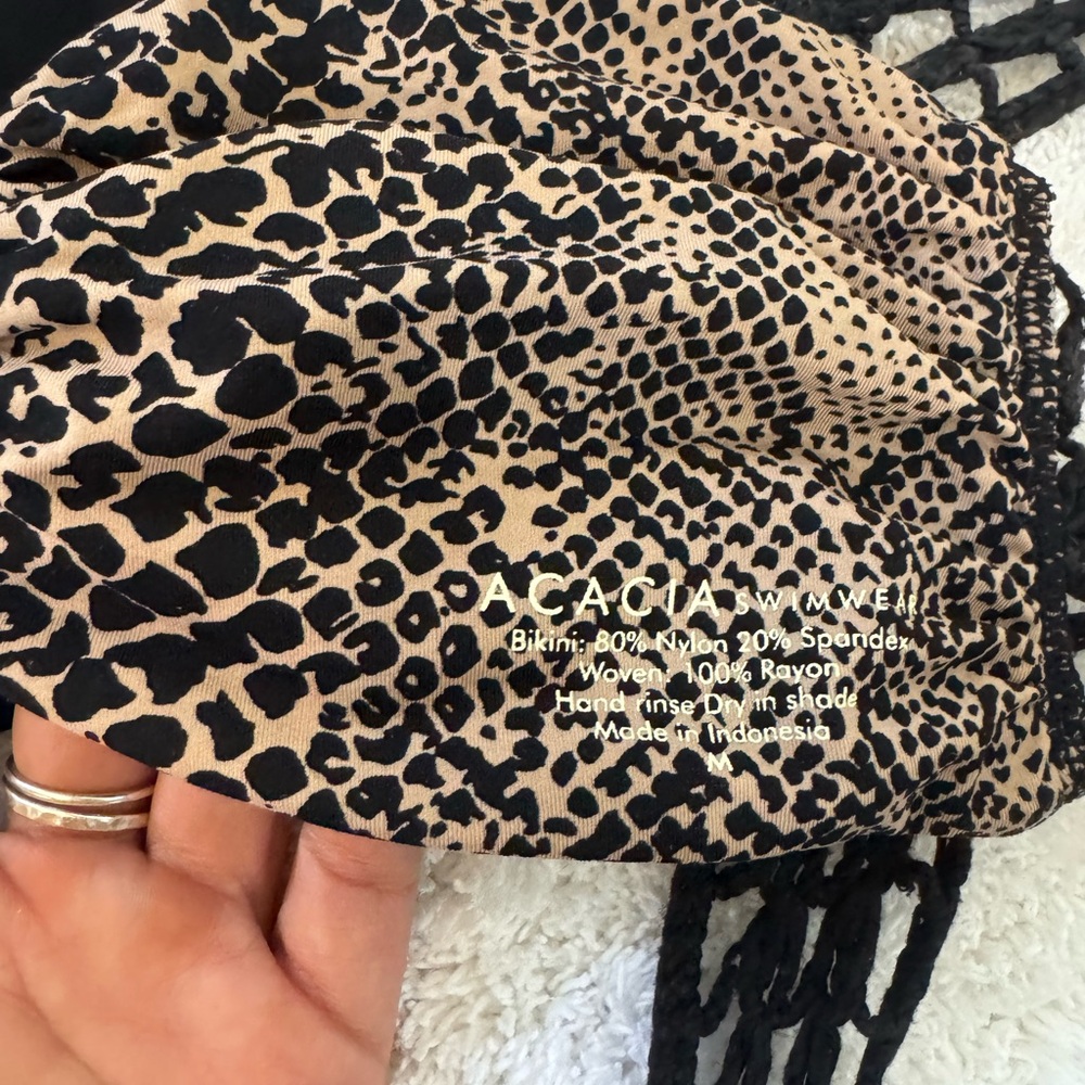 Acacia Buenos Aires bandeau solid black with snake Print Bikini